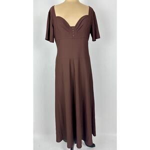 Vintage 90s Newport News Size 18 Chocolate Brown Maxi Dress Bustier Minimalist